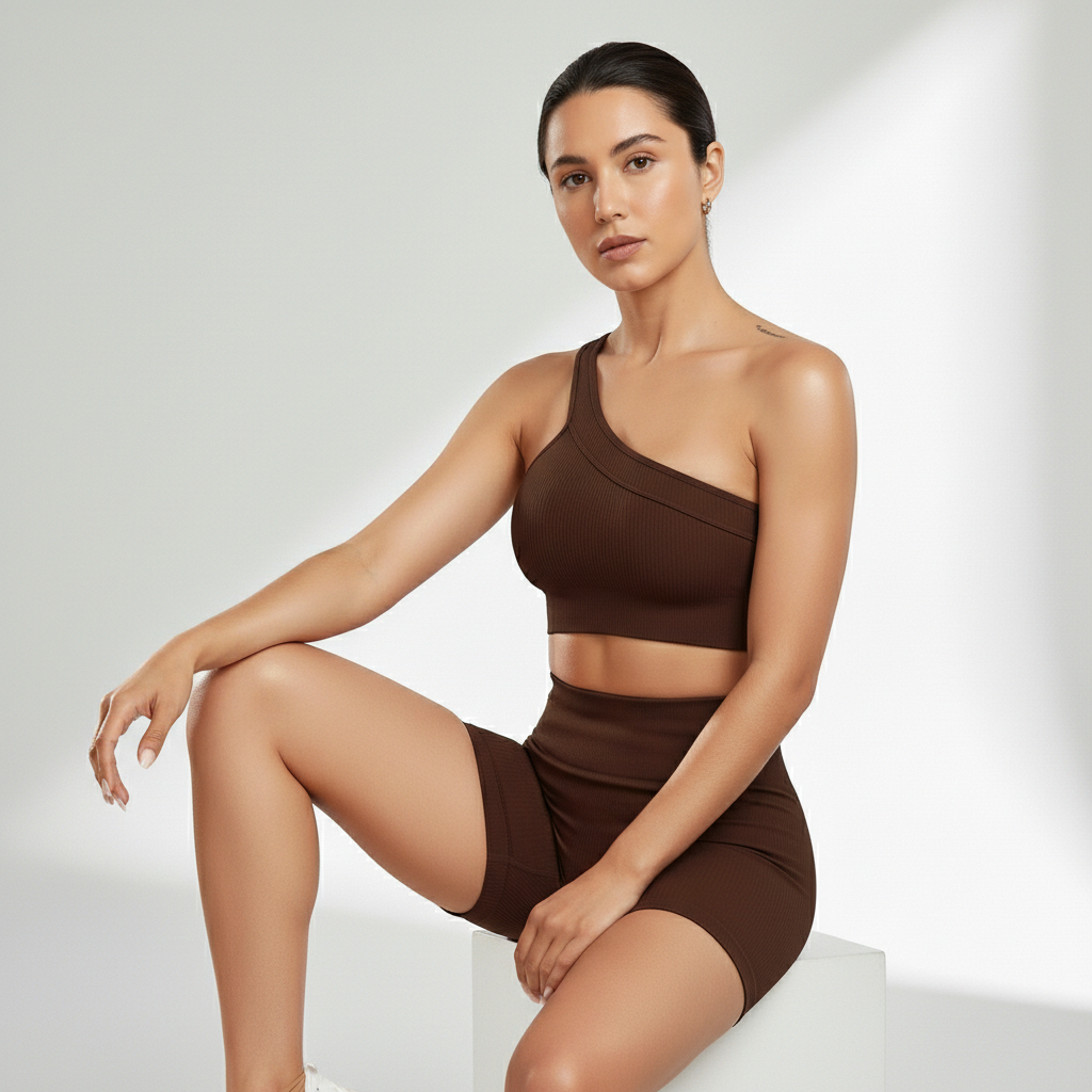Conjunto Fitness Feminino Luxo 2 Peças Top e Legging Cós Alto Poliamida Encorpada Look Premium | Ativa Wear