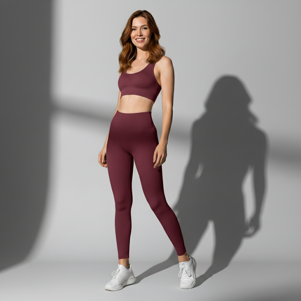 Calça Legging Feminina Sem Costura Cós Alto Compressão Poliamida Zero Transparência PowerFit Seamless Ativa Wear