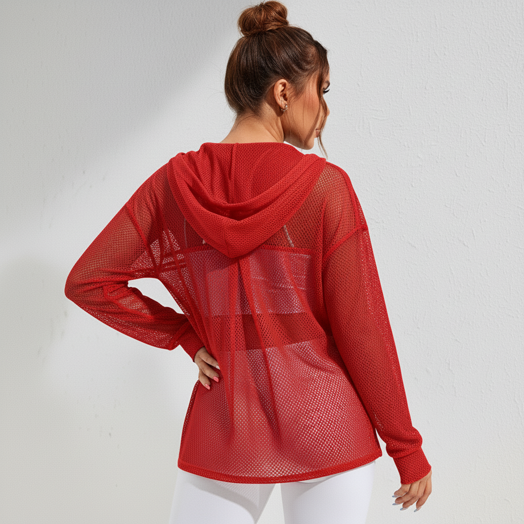 Jaqueta Feminina Academia Tela Mesh Respirável Zíper Modeladora Fitness Ativa Wear