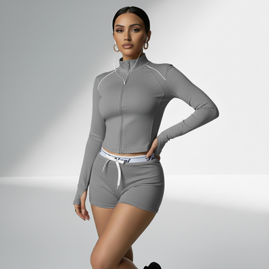 Jaqueta Fitness Feminina Compressão Dinâmica Estrutura Modeladora Pós-Treino Academia Poliéster | Ativa Wear