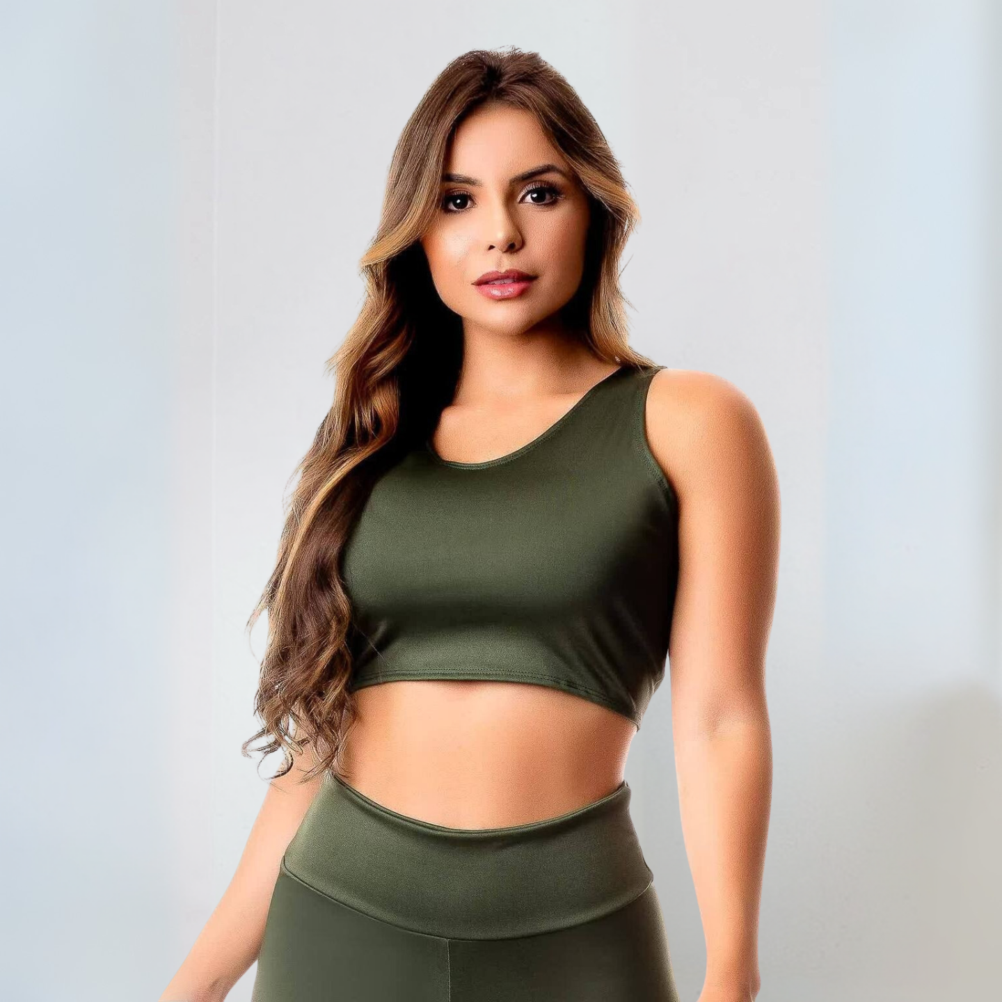 Top Feminino Verde Militar Active Cropped
