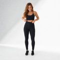 Conjunto fitness feminino top e legging canelados com bolso Plush - Ativa Wear