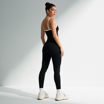 Macacão Fitness Feminino Sem Costura Costas Vazadas Compressão Zero Transparência Academia Poliamida | Ativa Wear