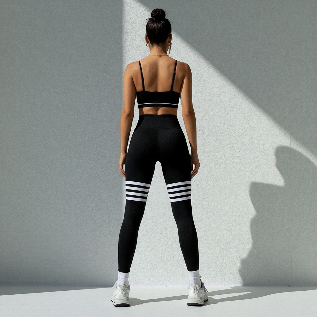 Conjunto Academia Feminino 2 Peças Empina Bumbum Top e Legging Efeito Lipo Cós Alto Silhueta Poliamida | Ativa Wear