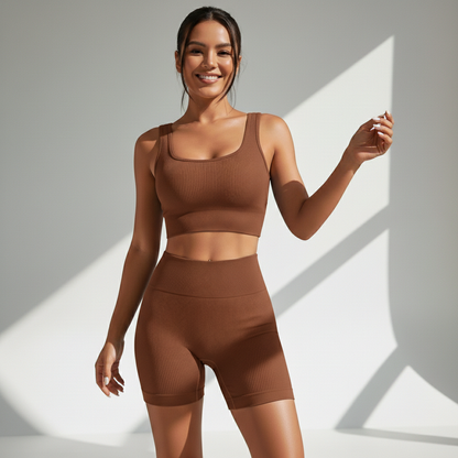 Conjunto Fitness Feminino 2 Peças Top e Legging Cós Alto Zero Transparência Suporte Firme Treino Poliamida | Ativa Wear