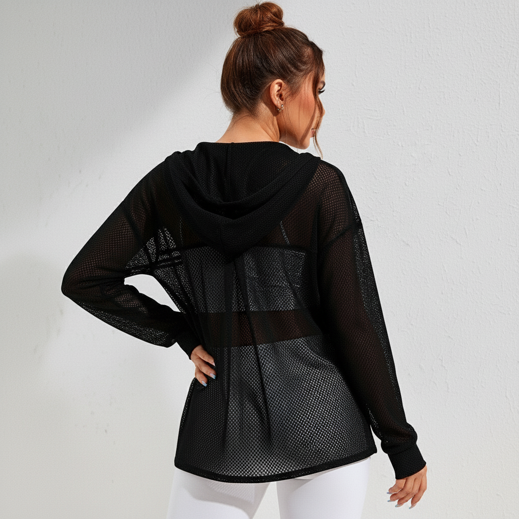 Jaqueta academia feminina mesh com zíper Featherzip - Ativa Wear
