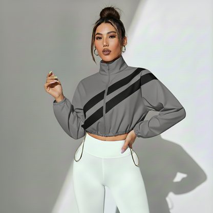 Jaqueta Fitness Feminina Track Estilo Pista Compressão Respirável Visual Esportivo Academia Poliéster | Ativa Wear