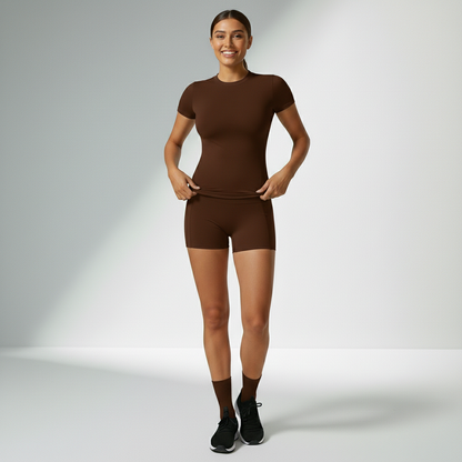 Conjunto Academia Feminino Modelador Top e Legging Cós Anatômico Poliamida FlexMood Pro Ativa Wear