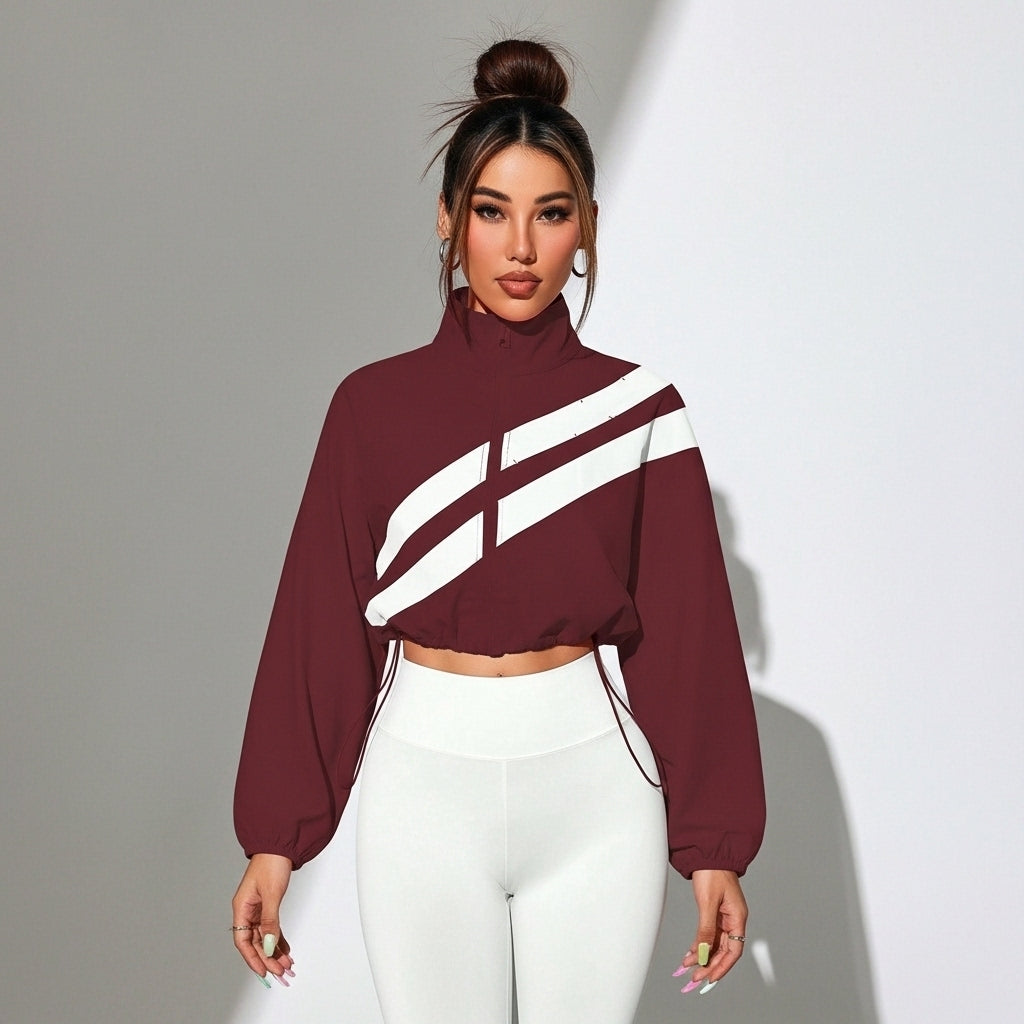 Jaqueta Fitness Feminina Track Estilo Pista Compressão Respirável Visual Esportivo Academia Poliéster | Ativa Wear