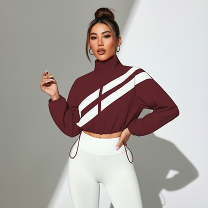Jaqueta Fitness Feminina Track Estilo Pista Compressão Respirável Visual Esportivo Academia Poliéster | Ativa Wear