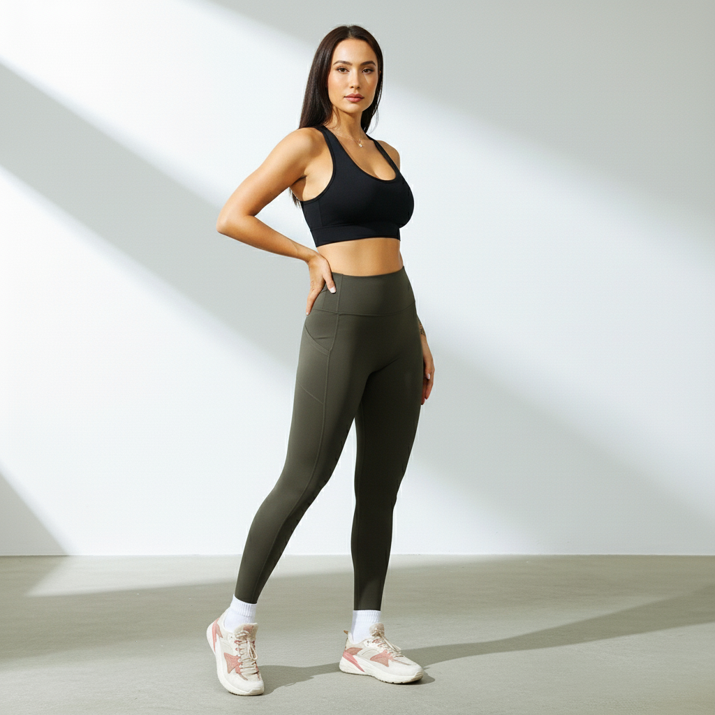 Legging fitness feminina cós alto com bolso em poliamida Utility - Ativa Wear