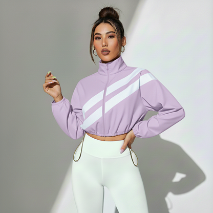 Jaqueta Fitness Feminina Track Estilo Pista Compressão Respirável Visual Esportivo Academia Poliéster | Ativa Wear