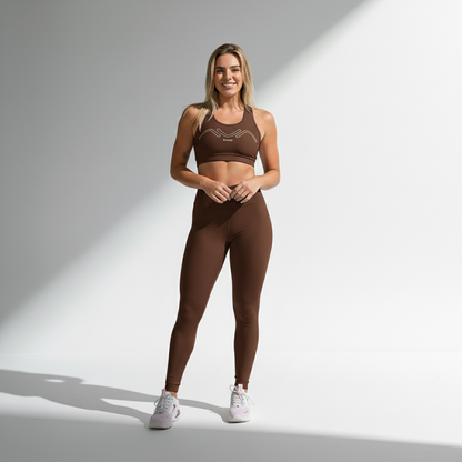 Conjunto Academia Feminino Top Sustentação e Legging Cós Alto Poliamida Premium Silhueta Treino | Ativa Wear