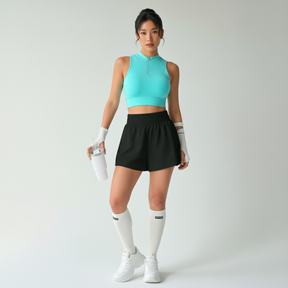 Bermuda Fitness Feminina Modeladora Efeito Lipo Cós Alto Silhueta Esculpida Academia Poliamida | Ativa Wear