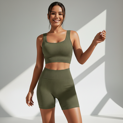Conjunto Fitness Feminino 2 Peças Top e Legging Cós Alto Zero Transparência Suporte Firme Treino Poliamida | Ativa Wear