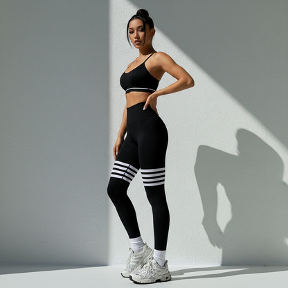 Conjunto Academia Feminino 2 Peças Empina Bumbum Top e Legging Efeito Lipo Cós Alto Silhueta Poliamida | Ativa Wear