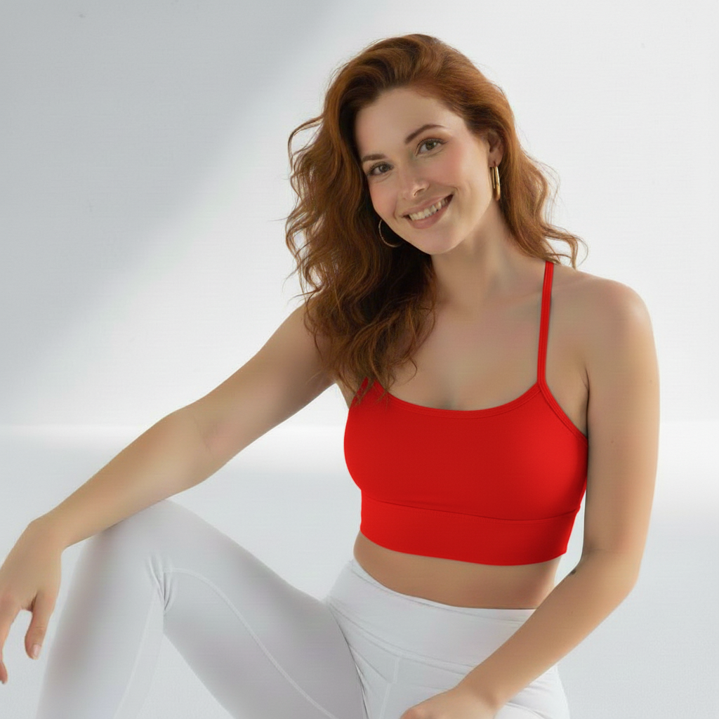 Top fitness feminino costas nadador Racer na cor Vermelho – Ativa Wear
