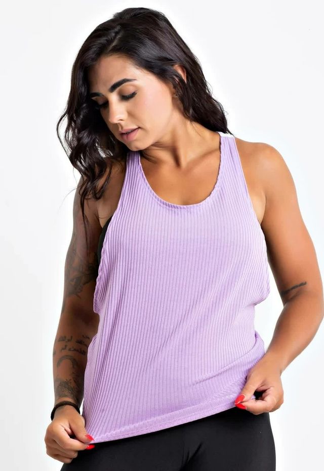 Regata Lilás Fitness Nadadora com Top Faixa Embutido LX289