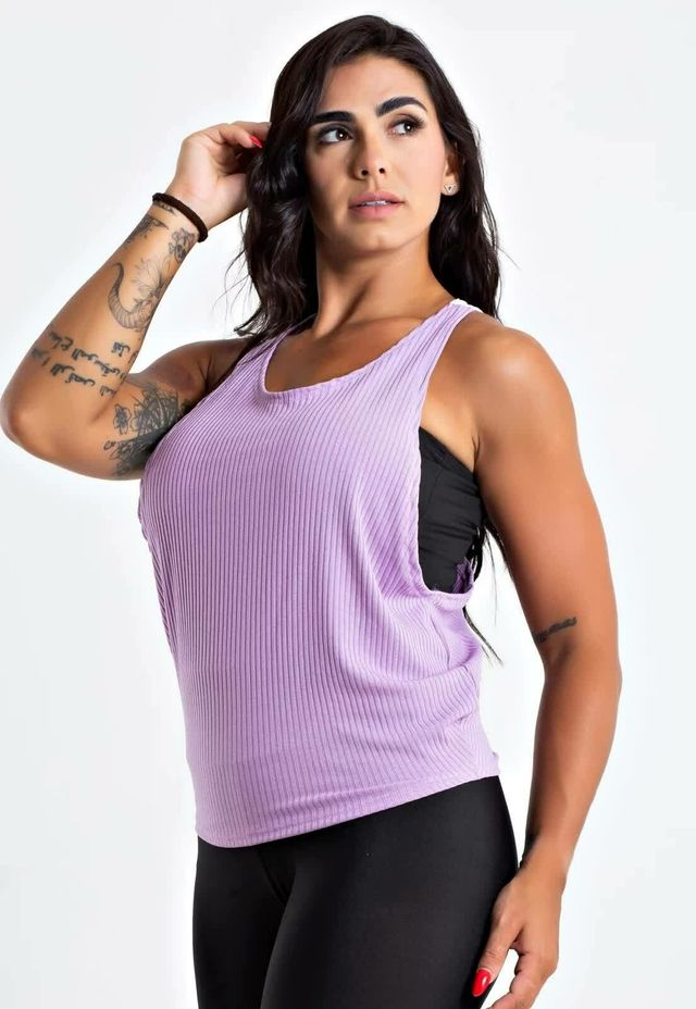 Regata Lilás Fitness Nadadora com Top Faixa Embutido LX289