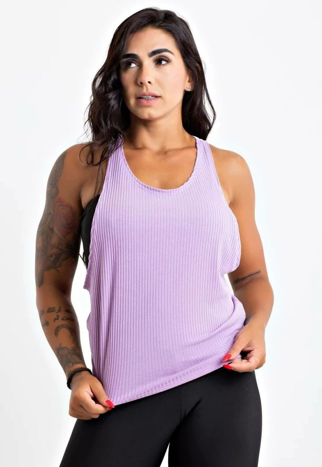 Regata Lilás Fitness Nadadora com Top Faixa Embutido LX289